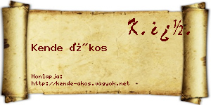 Kende Ákos névjegykártya